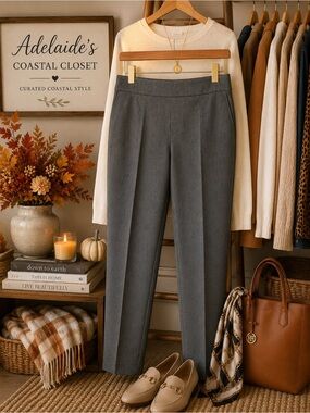 Talbots Chatham Ankle Pants Size 12 Gray Stretch Side Zip Slim Leg